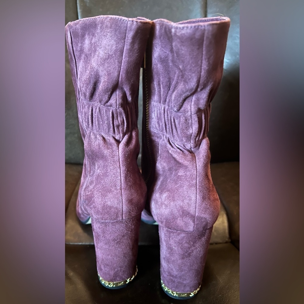 Michael Kors Burgundy Suede Booties Size 10 - Picture 4 of 7